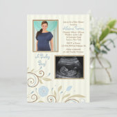 Es ist eine Kinderdusche mit Foto Einladung (Stehend Vorderseite)