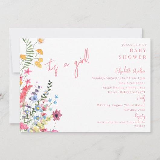 Es ist eine Kindertanzdusche für Wildblumen Einladung (Vorderseite)