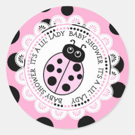 Es ist eine kleine Dame Pink Ladybug Girl's Baby D Runder Aufkleber