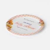 Es ist eine kleine, märchenhafte Babydusche Pappteller (Schrägansicht)