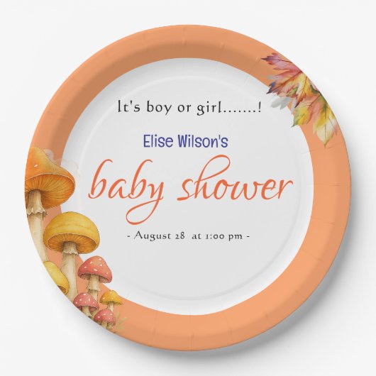 Es ist eine kleine, märchenhafte Babydusche Pappteller (Vorderseite)