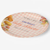 Es ist eine kleine, märchenhafte Babydusche Pappteller (Schrägansicht)