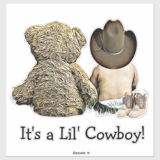 Es ist eine Lil Cowboy Teddy Bärendusche Aufkleber (Blatt)
