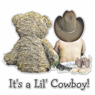 Es ist eine Lil Cowboy Teddy Bärendusche Aufkleber