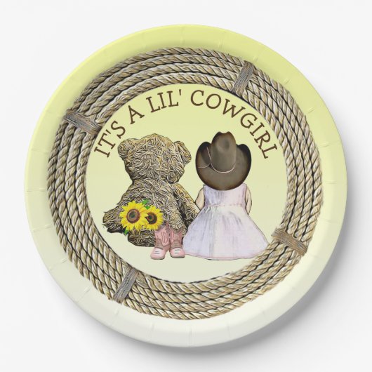 Es ist eine Lil' Cowgirl Babydusche Pappteller (Vorderseite)