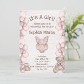 Es ist eine Mädchen-Baby-Ankündigung Dusche Einlad (Stehend Vorderseite)