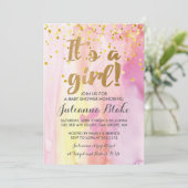 Es ist eine Mädchen-Baby-Dusche Aquarell-Einladung Einladung (Stehend Vorderseite)