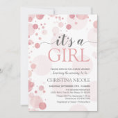 Es ist eine Mädchen-Baby-Dusche rosa Punkte Einlad Einladung (Vorderseite)