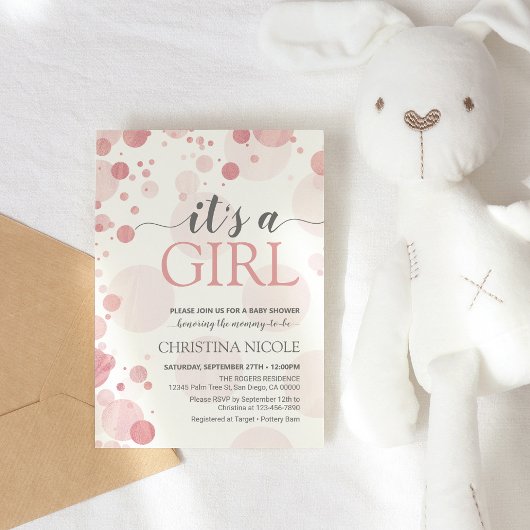 Es ist eine Mädchen-Baby-Dusche rosa Punkte Einlad Einladung