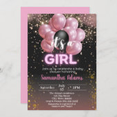 Es ist eine Mädchen-Babydusche Einladung (Vorne/Hinten)