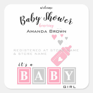 Es ist eine Mädchen-Babydusche Quadratischer Aufkleber