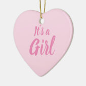 Es ist eine Mädchen, hellrosa Babydusche, Geschlec Keramik Ornament (Links)
