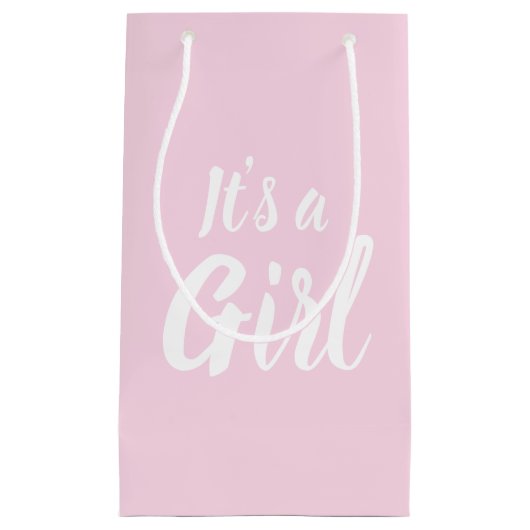 Es ist eine Mädchen, hellrosa Babydusche, Geschlec Kleine Geschenktüte (Vorderseite)