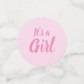 Es ist eine Mädchen, hellrosa Babydusche, Geschlec Konfetti (Klein Vorderseite)