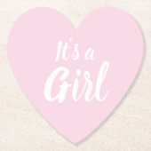 Es ist eine Mädchen, hellrosa Babydusche, Geschlec Untersetzer (Vorderseite)