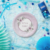 Es ist eine Mädchen-, Mauve-Rose-Kinderdusche Pappteller (Party)