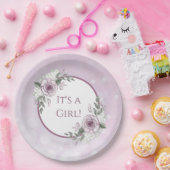 Es ist eine Mädchen-, Mauve-Rose-Kinderdusche Pappteller (Party)