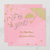 ES IST EINE MÄDCHEN-Pink & Gold-Baby-Dusche Einladung (Vorne/Hinten)