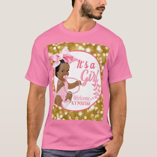 Es ist eine Mädchen-Pink & Gold-Ethnic-Baby-Dusche T-Shirt (Vorderseite)