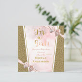 Es ist eine Mädchen-Pink-Gold-Ethnic-Skin-Girl-Bab Einladung (Stehend Vorderseite)