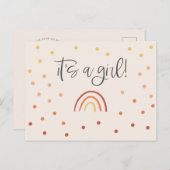 Es ist eine Mädchen-Regenbogen-Rosa-Baby-Dusche Ei Postkarte (Vorne/Hinten)