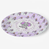 Es ist eine Mädchendusche, Lila Elephant Themed Ba Pappteller (Schrägansicht)