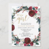 Es ist eine mädchenhafte goldene Weihnachtsdusche Einladung (Vorderseite)