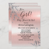 Es ist eine Märchenrosa Metallic Babydusche per Ma Einladung (Vorne/Hinten)