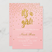 Es ist eine MIRL Blush Pink & Gold Confetti Einlad Einladung (Vorne/Hinten)