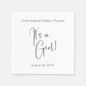 Es ist eine moderne Mädchen-Script-Baby-Dusche Serviette (Vorderseite)