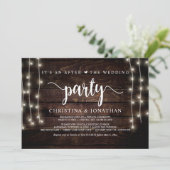 Es ist eine Nachzeit der Hochzeitsfeier, rustikale Einladung (Stehend Vorderseite)