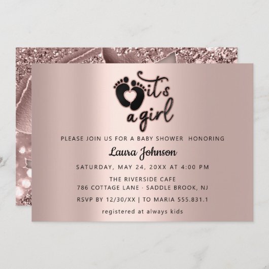 Es ist eine neue Babyfütterstruktur für Mädchen Einladung (Vorne/Hinten)