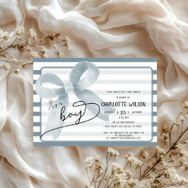 Es ist eine Niedliche Baby Dusty Blue Stripes Baby Einladung