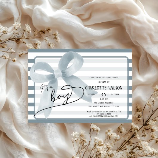 Es ist eine Niedliche Baby Dusty Blue Stripes Baby Einladung