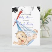 Es ist eine Niedliche Baby Stork Baby Shower Einla (Stehend Vorderseite)