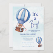 Es ist eine Niedliche Bärenballon Babydusche Einladung (Vorderseite)