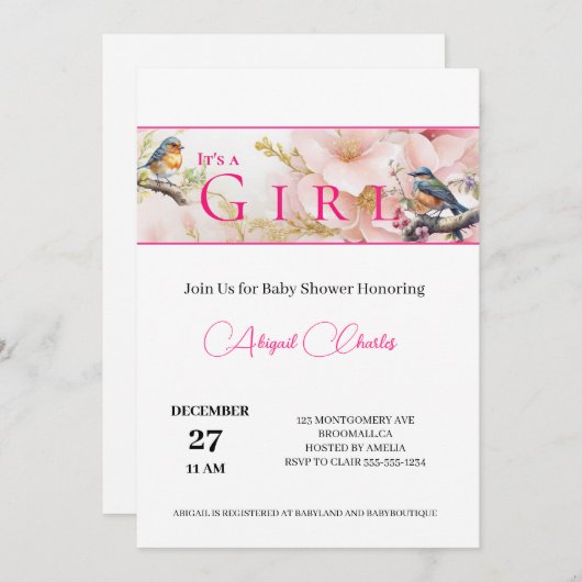 Es ist eine niedliche Birdie Babyduschkarte Einladung (Vorne/Hinten)
