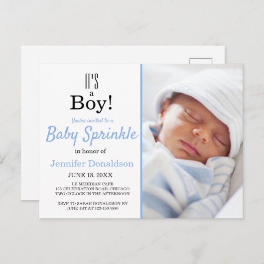 Es ist eine Niedliche Blue Baby Sprinkle Einladung Postkarte (Vorne/Hinten)