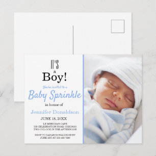 Es ist eine Niedliche Blue Baby Sprinkle Einladung Postkarte