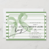 Es ist eine Niedliche Boy Green Bow Stripes Baby D Einladung (Vorderseite)