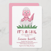 Es ist eine Niedliche Dinosaurier Babydusche für M Einladung (Vorne/Hinten)