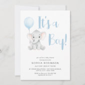 Es ist eine Niedliche Elefant Pastel Blue Baby Dus Einladung (Vorderseite)