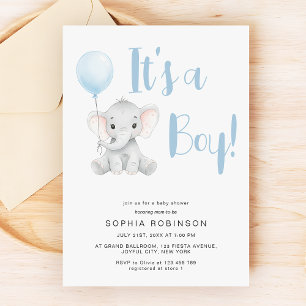Es ist eine Niedliche Elefant Pastel Blue Baby Dus Einladung
