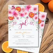 Es ist eine Niedliche Girl Citrus Pink Blumendusch Einladung