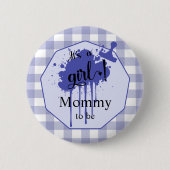 Es ist eine Niedliche Girl Pastel Navy Gingham Mom Button (Vorderseite)