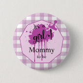 Es ist eine Niedliche Girl Pastel Pink Gingham Mom Button (Vorderseite)