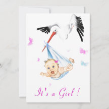 Es ist eine Niedliche Girl Stork Baby Shower Einla