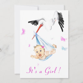Es ist eine Niedliche Girl Stork Baby Shower Einla