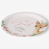 Es ist eine Niedliche Hirschdusche für Mädchen Pappteller (Schrägansicht)