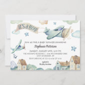 Es ist eine Niedliche Junge Aquarell Airplanes Bab Einladung (Vorderseite)
